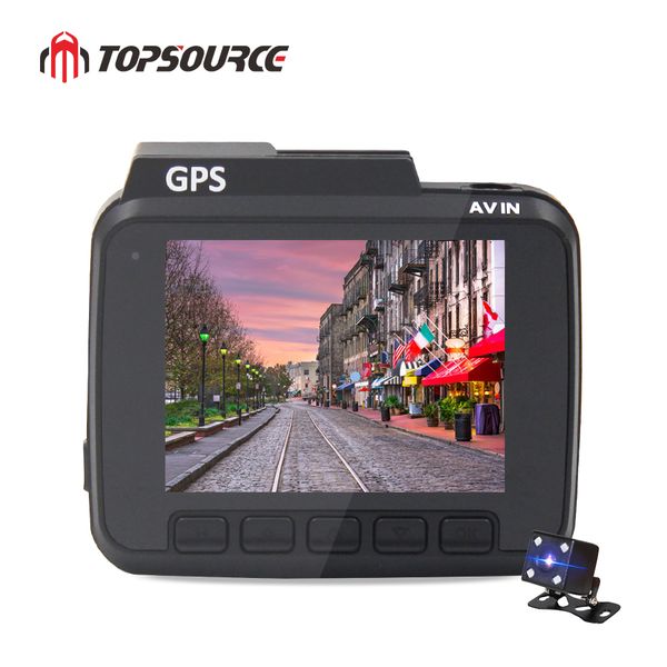 

topsource тире cam wifi dvr двойной объектив 4k встроенный в gps speed ​​координаты автомобилей даш камеры камера ночного видения автомобиль