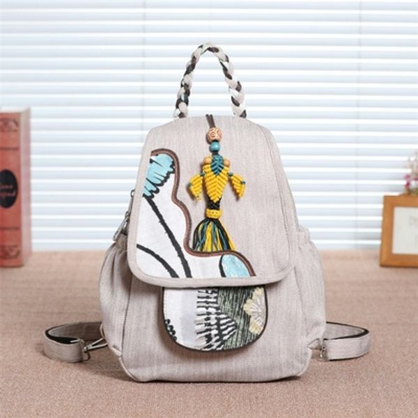 

vintage string appliques women traveller backpacksnice prints lady causal zipper&hasp backrack versatile canvas backruck