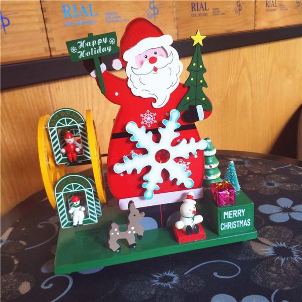 

christmas decorations wooden music box musical snowman santa claus elk gift table ornament