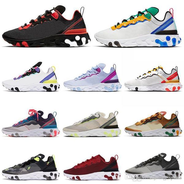 

react element 55 87 running shoes for men women light bone triple black bred hyper pink mens trainers sports sneakers runner