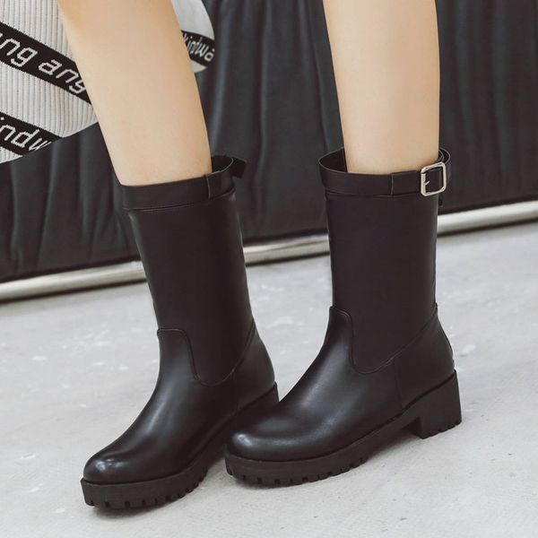 

sarairis 2020 plus size 43 shoes woman riding boots female shoes leisure mid-calf boots women, Black