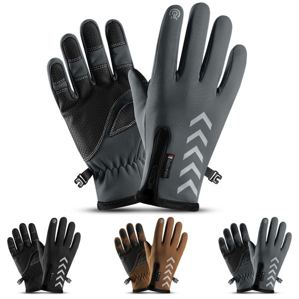 

2020 men women new winter cold weather windproof waterproof sports running gloves touch screen ski hiking cycling gloves, Black
