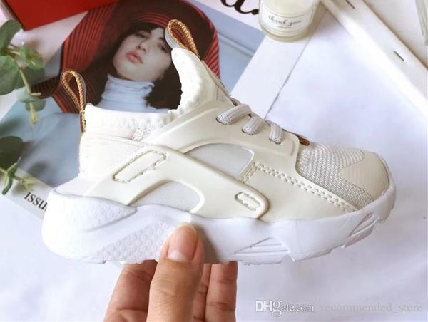

дешевые оптовая kids huarache run 4 тройной белый черный розовый стиль жизни обувь мальчики девочки air mesh trainer малышей huarache sneake, Black