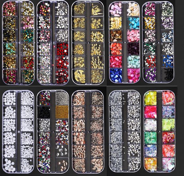 

various nail rhinestones 3d crystal ab glass stones mixed colors diy nails art decorations gold silver rhinestone, Silver;gold