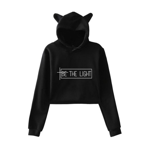 

real hasta la muerte be the light casual cat ear hooded sweater, Black