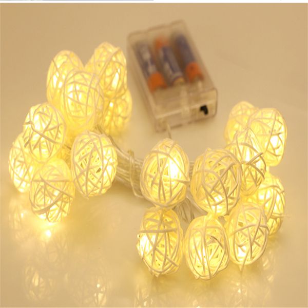 20 LED Light String Creative Rattan Ball Lamp Warm Light for Party Decor QJ