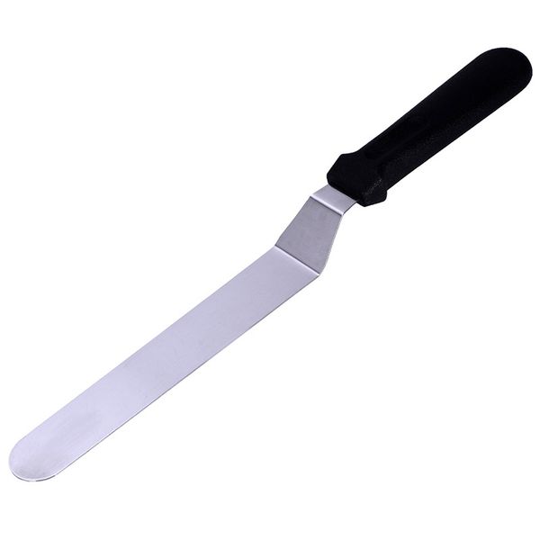 

cake angled icing spatula, 13-inch, black+silver