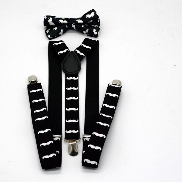 

women 's bow tie butterfly suspenders set brace tie set for young people factory wholesale, Black;white