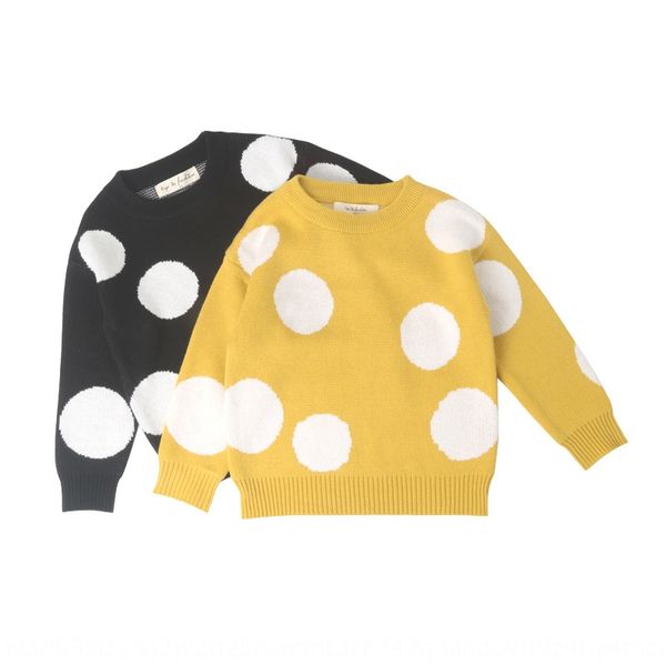 

polka dot big round dot children's knitted boys' and girls' sweater children's sweater double layer thickened round coll, Blue