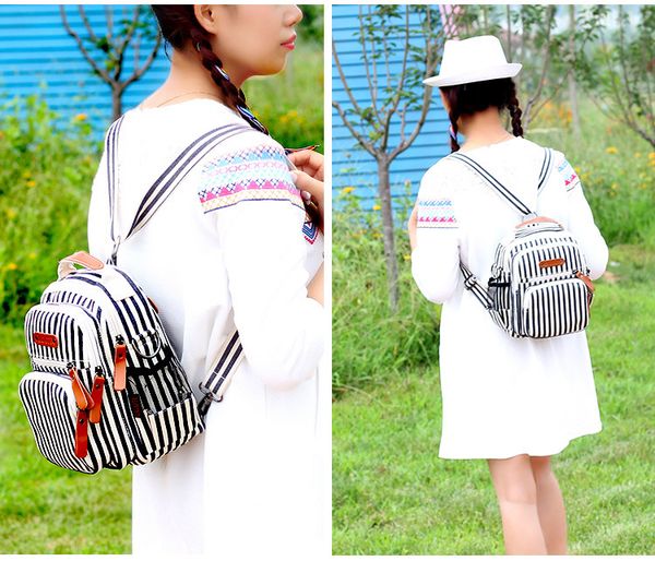 

striped women diaper bag fashion waterproof mom nappy bag travel backpack for baby nursing multifunction mother diaper handbag