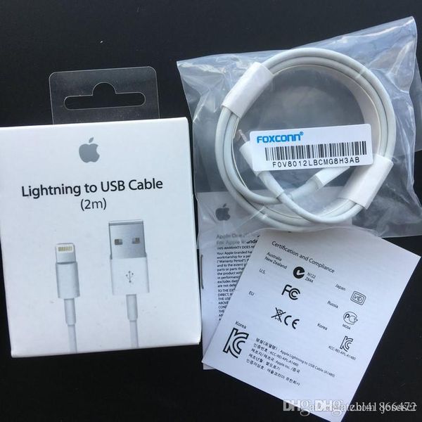 

100pc 2m 6ft e75 original 5ic u b data ync cable for foxconn iphone 5 6 7 8 x xr x max with retail package