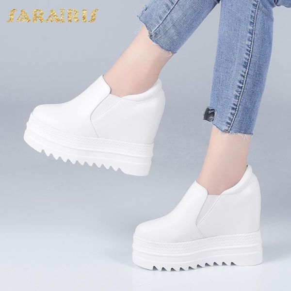 

sarairis new arrivals genuine cow leather comfortable shoes woman pumps slip on platform increasing heels pumps women shoes, Black