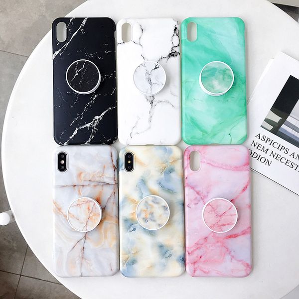 New Design Soft TPU Cover Marble Case for iPhone XS Max XR X 6 6S 7 8 Plus With Bracket