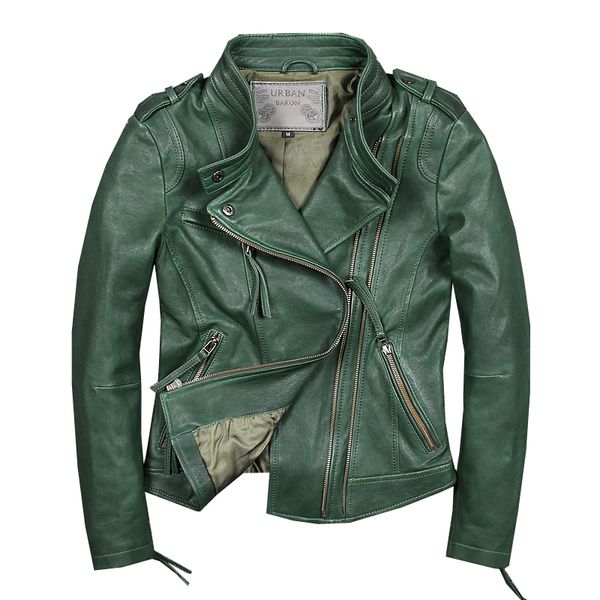 

genuine leather jacket men real sheepskin motorcycle leather jacket coat casual slim male green autumn winter jaqueta de couro, Black