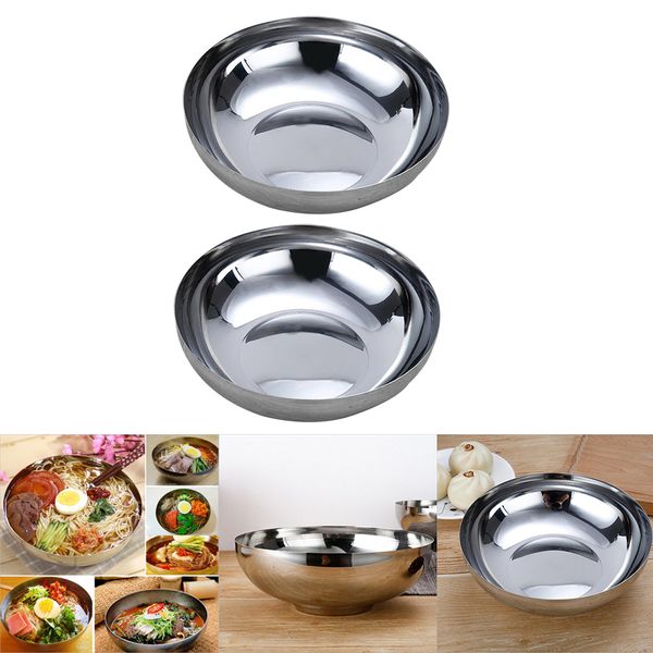

2pcs stainless steel noodles bowl dinner soup fruit bowl kitchenware 22cm