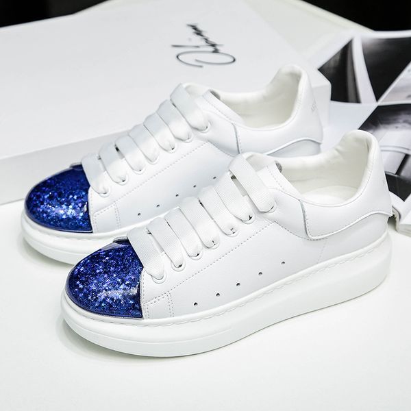 

women's leather small white shoes 2020 spring autumn new quicksand sequins round toe thick bottom design casual lace-up sneakers, Black