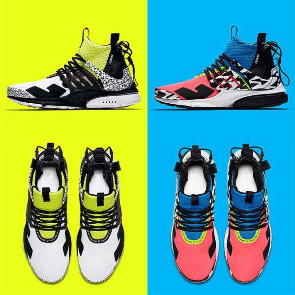 

2019 Новый ACRONYM X Presto Mid V2 Мужчины Спортивные кроссовки Racer Розовый Прохладный Серый Дартс-стрит Дизайнерские кроссовки Камуфляж Граффити Обувь