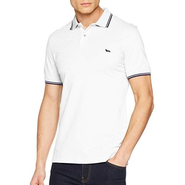 

new summer men causal polo shirt soft slim fit short sleeve harmont solid embroidery blaine breathable shirts, White;black