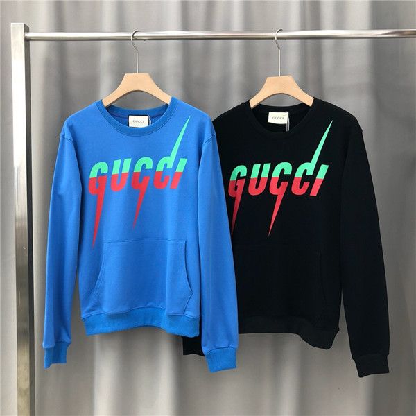 

19fw luxurious italy brand design hoodie long sleeve crewneck sweater sweatshirt fashion red green letter pullover hoodie outdoor sweatshirt, Gray;blue
