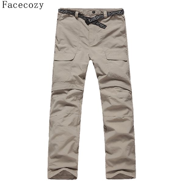 

facecozy 2018 men summer quick drying hiking trekking pants male removable camping pants outdoor ultra-thin fishing trousers, Black;green