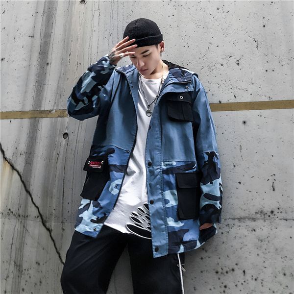 

camo casual hooded parka 061 men, Black