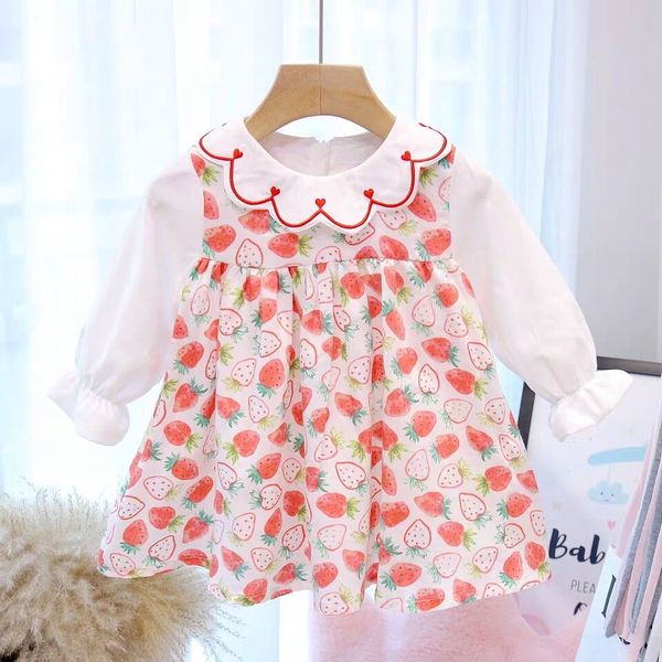 

baby girl с длинным рукавом платье одежда 2020 весна лето принцесса младенческой малыш девушки платья для детей одежда vestidos, Red;yellow
