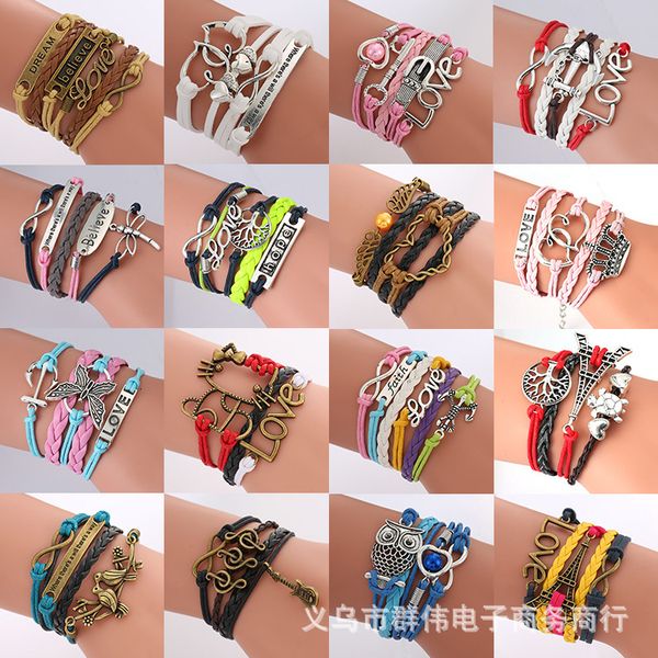 

friendship multi-storey weave bracelet bracelet rope ornament, Golden;silver