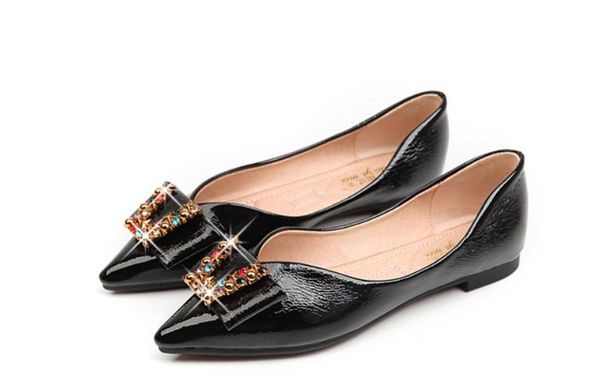 

2019 water drill women's shoes in spring and autumn with new style flat bottom pointed end shallow mouth bowknot, Black
