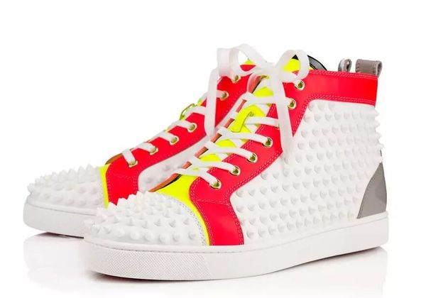 

drop shipping new casual high studded spikes casual shoes red bottoms luxury shoes 2017 new for men high party designer sneakers c13, Black