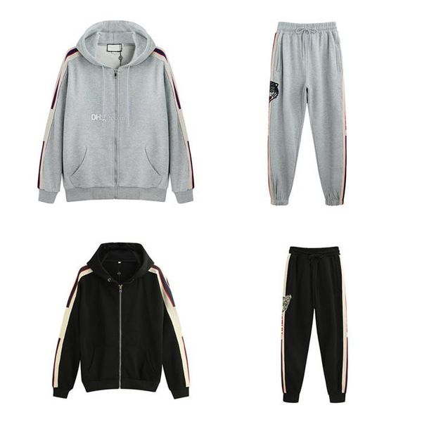 

19ss италия дизайнеры модные бренды новый капюшоном zip-up толстовка с логотипом полосы мужские толстовки женские толстовки мужская одежда g, Black