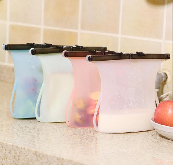

1000ml foldable silicone food preservation bag reusable sealing storage container food fresh bags vegetables ziplock bags