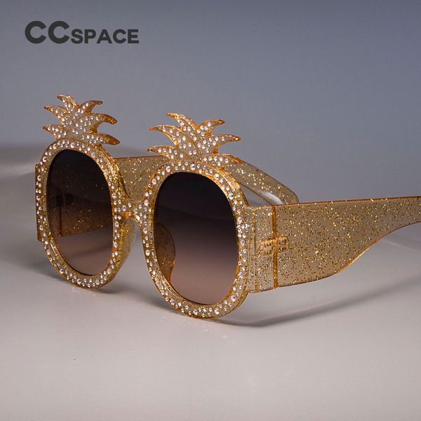 

ccspace 45488 pineapple frame shiny colored rhinestones sunglasses for women brand glasses designer fashion female shades, White;black