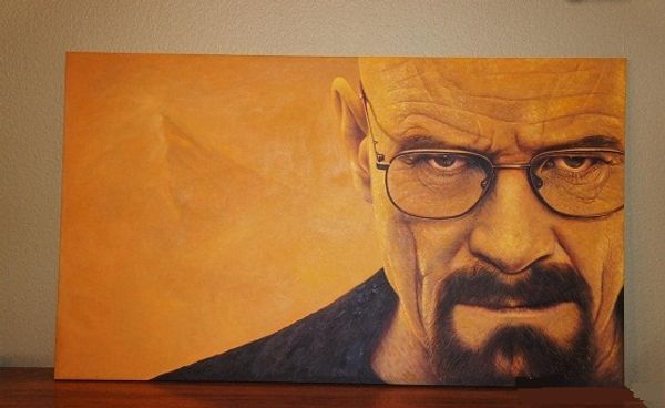 

framed breaking bad walter white handpainted /hd print portrait art oil painting on canvas wall decor multi sizes mv14