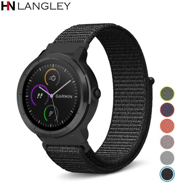 

20mm nylon sport loop band for garmin vivoactive 3 watch fastener adjustable closure for forerunner 645 music smart watch strap, Black;brown