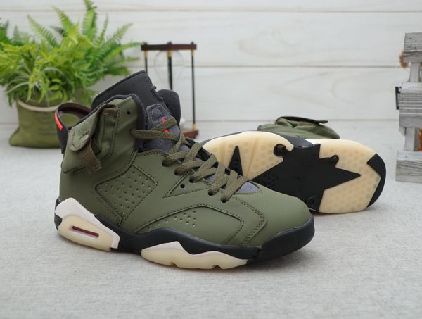 

2019 new travis x 6s mens basketball shoes leather medium olive man designer sports sneakers baskets 6 des chaussures men zapatos size 7-12
