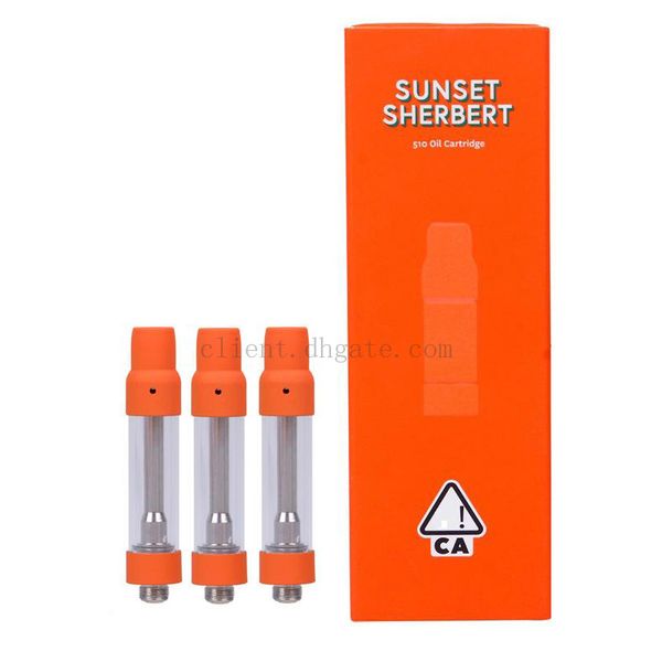 

SHERBINSKIS Cartridges 1.0ml Orange Ceramic Coil Vape Carts 510 Thick Oil Tank Childproof Tube For Preheat Battery DHL