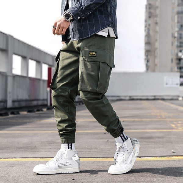 

мужчины весна камуфляж заплатки hip pop брюки тренировочные брюки брюки карандаш брюки мужской повседневная мода streetwear, Black