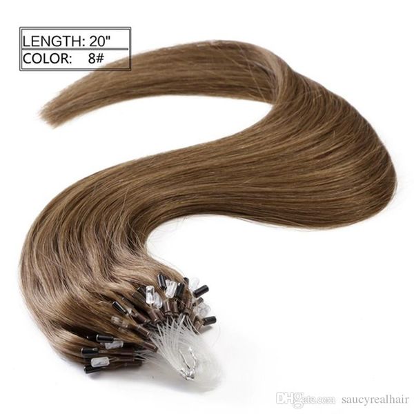 

grade 8a loop hair 100pcs pack silky straight brazilian human hair micro ring links hair extensions, dhl, Black