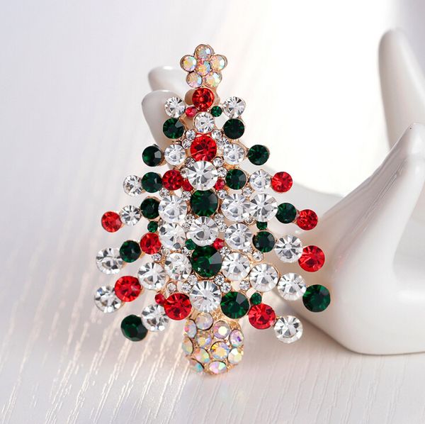 

new recommend christmas tree brooch rhinestone crystal brooches for female pins lapel pin women wedding scarf pins charm jewelry, Gray