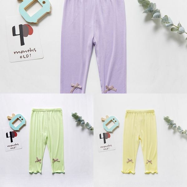 

girls leggings 2020 thin modal bow wooden ear leggings panty butterfly children's pants children's seven points base pants, Blue