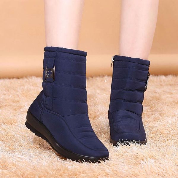 

snow boots women shoes 2019 solid casual shoes woman winter zipper ankle boots women warm fur round toe women boots botas mujer mx200324, Black