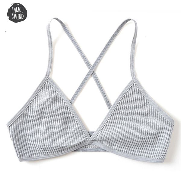 

cotton ladies bra rib underwear breathable seamless brassiere criss back lingerie wire ultra thin unlined intimates, Red;black