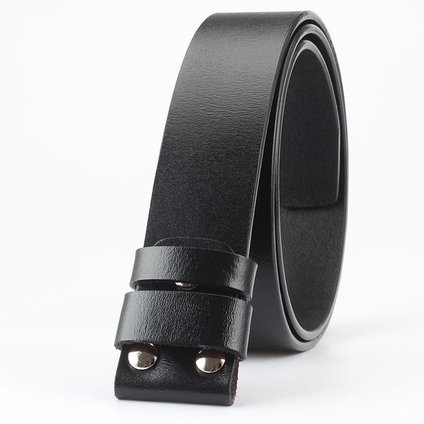 

diy belt genuine leather without buckle replace belt cowskin leather body pure color smooth buckle cowhide waistband, Black;brown