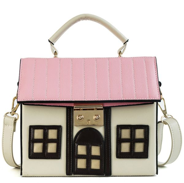 

funny cute cartoon house design pu leather handbag women's personality handbag ladies shoulder crossbody messenger bag new