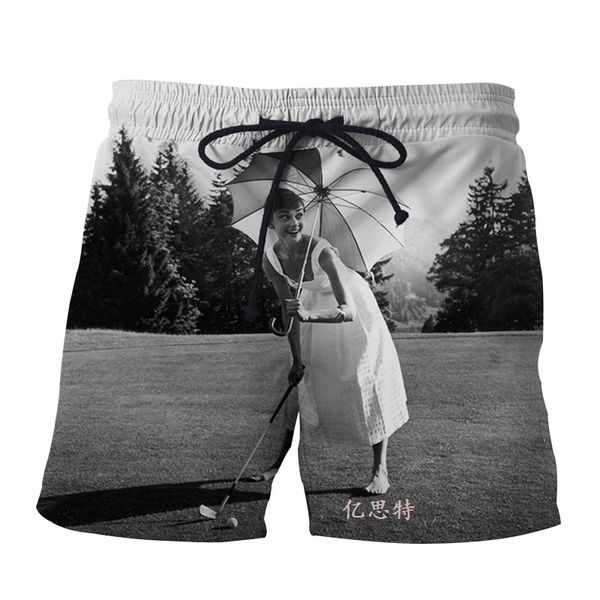 

audrey hepburn black and white 3d digital printed shorts2, White;black