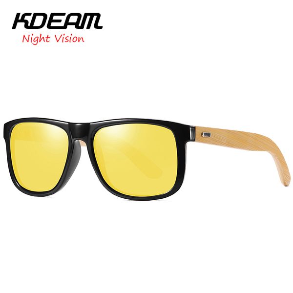 

night vision classical rectangle sunglasses polarized men sun glasses kdeam 8 colors women square uv400 bamboo glasses kd8805, White;black