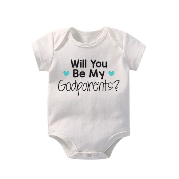 

2019 ysculbutol new design fashion will you be my godparents bodysuit customized baby boy girl clothes, Blue