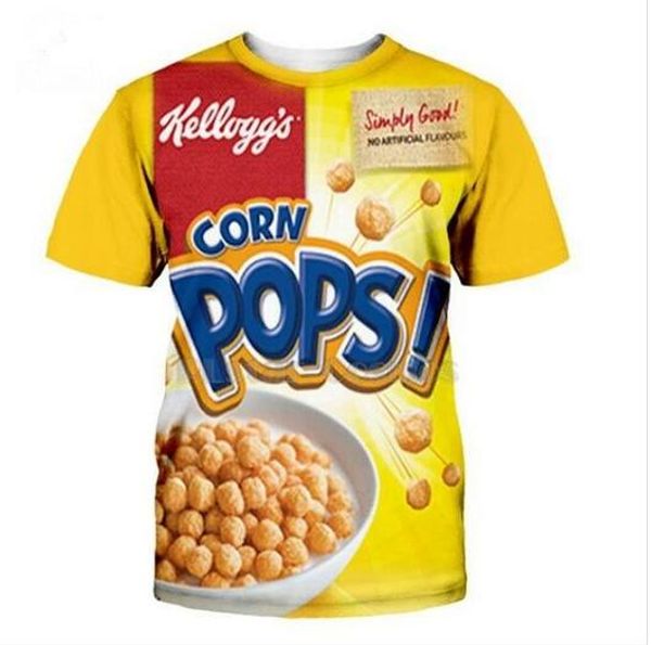 

fashion mens/womans summer style corn pops candy snack funny 3d print casual shirt plus size xz021, White;black