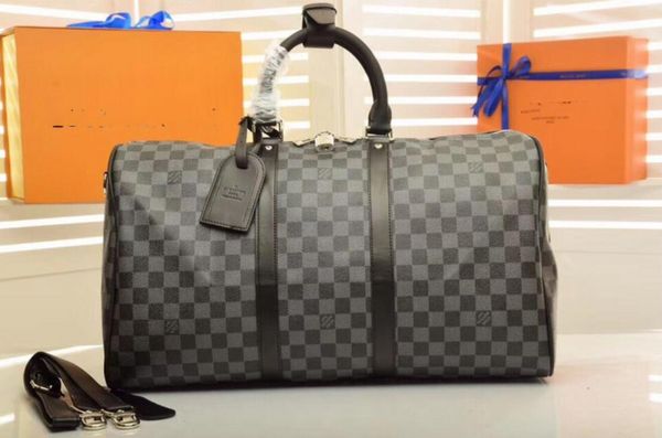 

quality brand luxury fashion mens duffle bag designer men keepall totes handbag luggagelv bag 2018 travel leather luxury designer b kvmq, Red;black