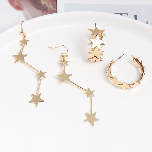 

new metal exaggerated star earrings fashion trend c earrings personal street p fashion jewelry, Silver